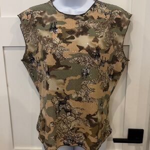 Jaipur Camouflage Print Blouse - Green and Tan